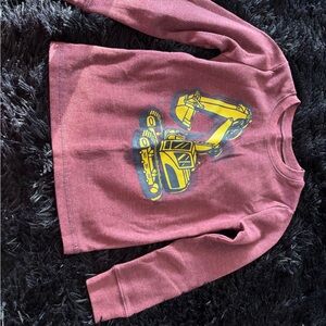 Kids Maroon Long Sleeve Shirt with Excavator Print